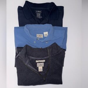 L.L.Bean Men’s XL Clothing Lot (3) – Pullover Sweater & Button Down Shirts